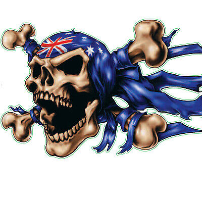 AUSTRALIA FLAG SKULL LEFT FACING STICKER