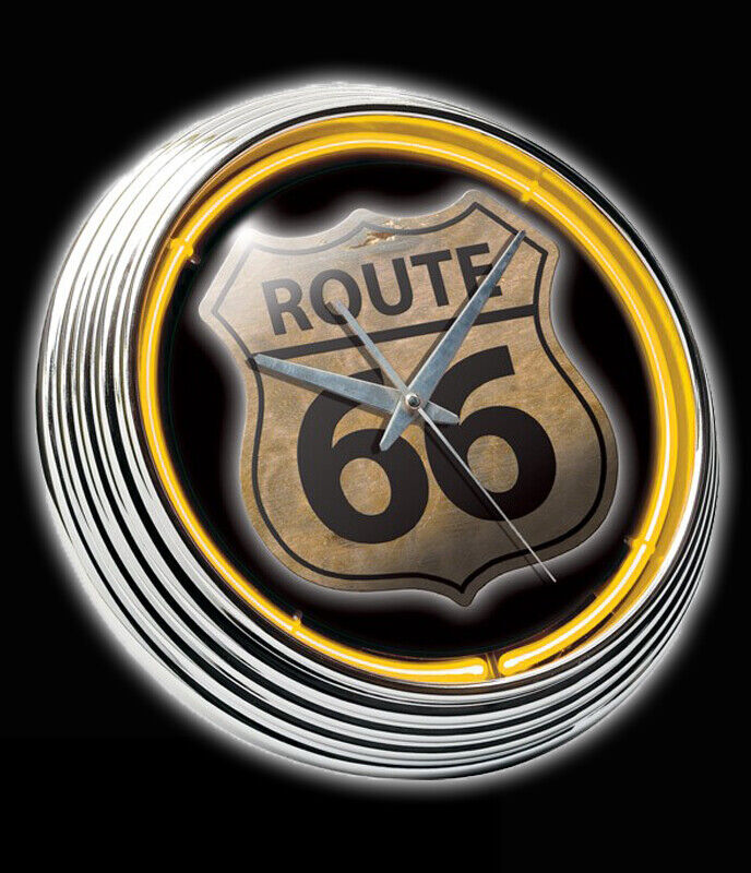 ROUTE 66 NEON CLOCK